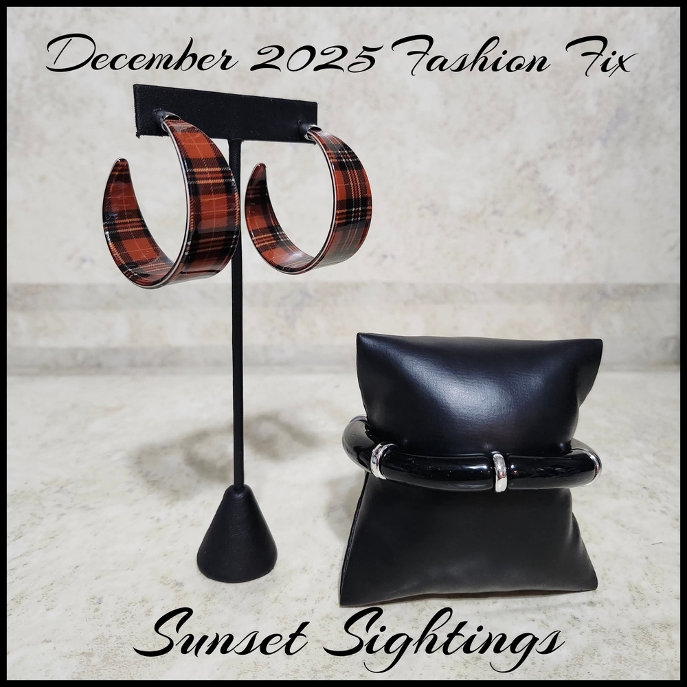 Plaid Hoop Earrings - Brown Plaid Women's Accessories